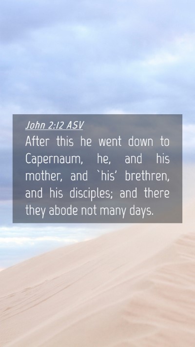 Picture 04 - John 2:12 ASV Mobile Phone Wallpaper - After this he went down to Capernaum, he, and his - Mobile Bible Verse Wallpaper