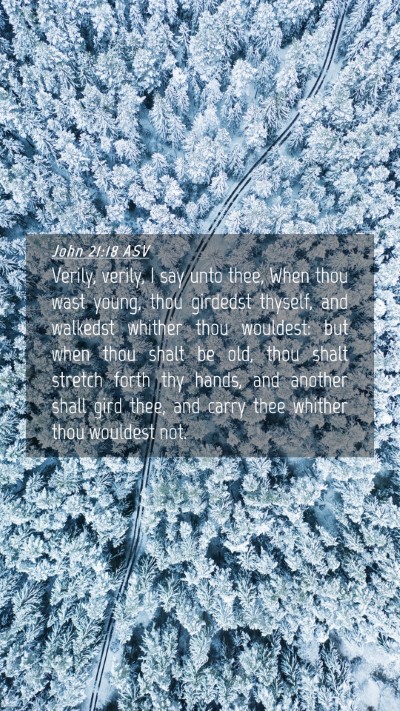 Picture 04 - John 21:18 ASV Mobile Phone Wallpaper - Verily, verily, I say unto thee, When thou wast - Mobile Bible Verse Wallpaper