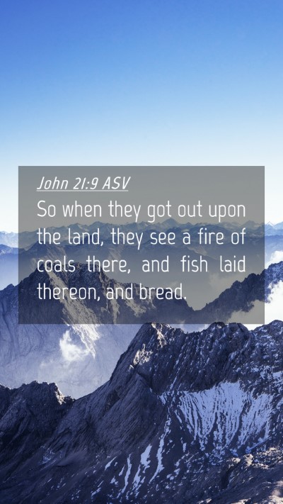 Picture 04 - John 21:9 ASV Mobile Phone Wallpaper - So when they got out upon the land, they see a - Mobile Bible Verse Wallpaper