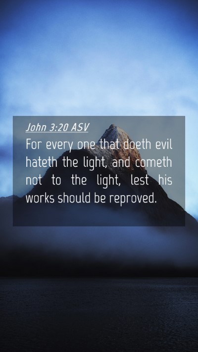 Picture 04 - John 3:20 ASV Mobile Phone Wallpaper - For every one that doeth evil hateth the light, - Mobile Bible Verse Wallpaper