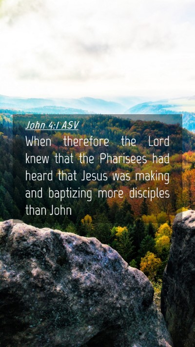 Picture 04 - John 4:1 ASV Mobile Phone Wallpaper - When therefore the Lord knew that the Pharisees - Mobile Bible Verse Wallpaper