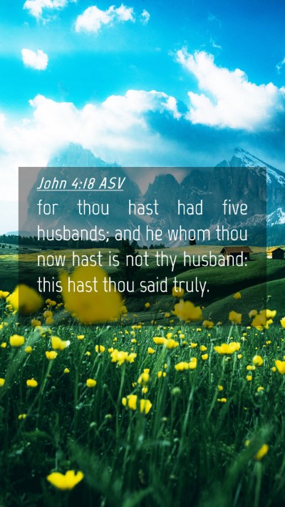 Picture 04 - John 4:18 ASV Mobile Phone Wallpaper - for thou hast had five husbands; and he whom thou - Mobile Bible Verse Wallpaper