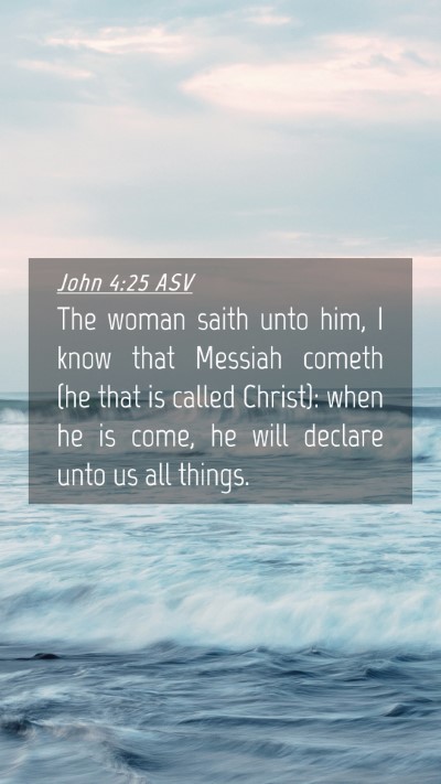 Picture 04 - John 4:25 ASV Mobile Phone Wallpaper - The woman saith unto him, I know that Messiah - Mobile Bible Verse Wallpaper