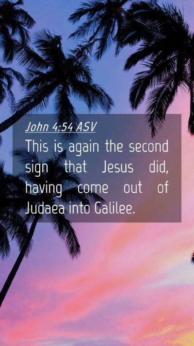 Picture 04 - John 4:54 ASV Mobile Phone Wallpaper - This is again the second sign that Jesus did, - Mobile Bible Verse Wallpaper