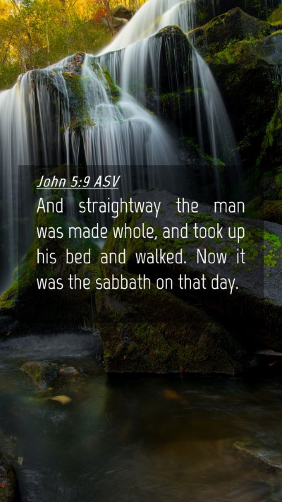 Picture 04 - John 5:9 ASV Mobile Phone Wallpaper - And straightway the man was made whole, and took - Mobile Bible Verse Wallpaper