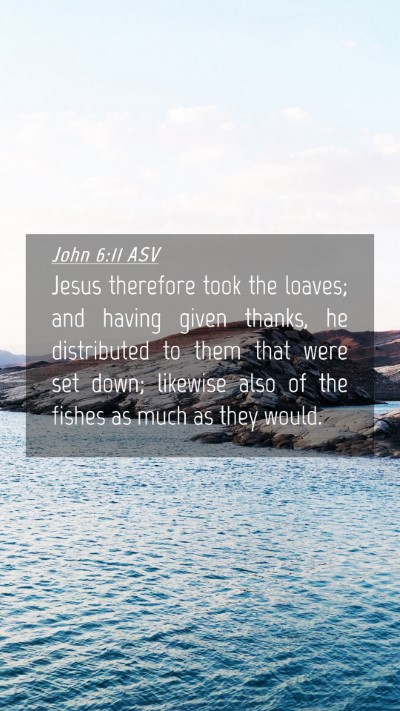Picture 04 - John 6:11 ASV Mobile Phone Wallpaper - Jesus therefore took the loaves; and having given - Mobile Bible Verse Wallpaper