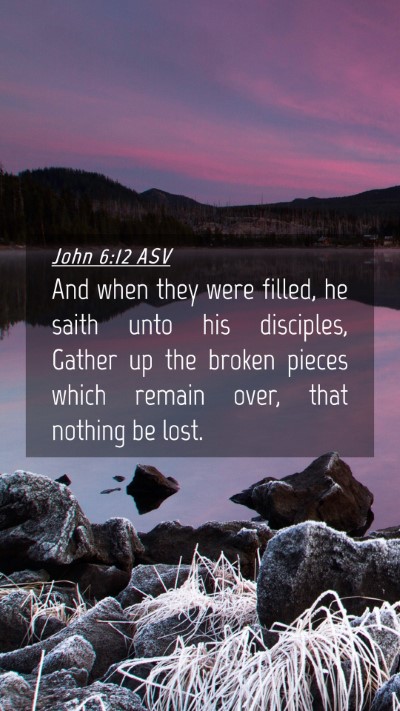 Picture 04 - John 6:12 ASV Mobile Phone Wallpaper - And when they were filled, he saith unto his - Mobile Bible Verse Wallpaper