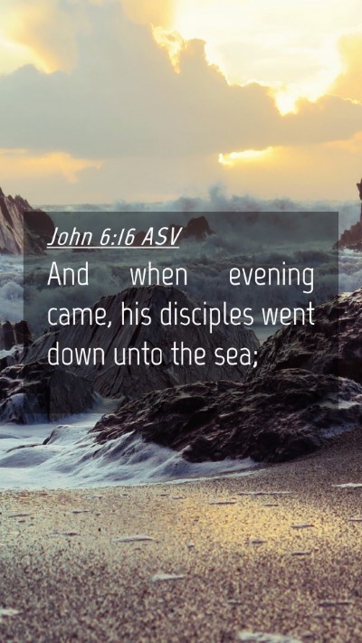 Picture 04 - John 6:16 ASV Mobile Phone Wallpaper - And when evening came, his disciples went down - Mobile Bible Verse Wallpaper
