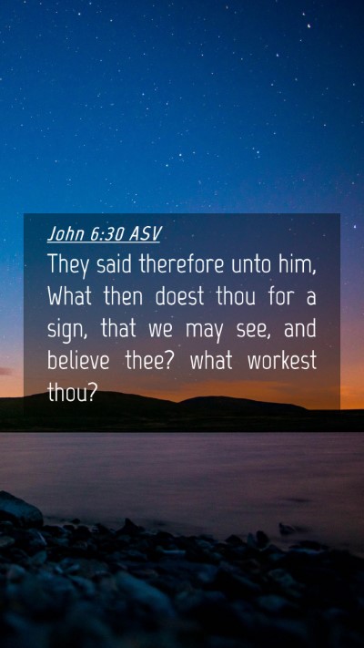 Picture 04 - John 6:30 ASV Mobile Phone Wallpaper - They said therefore unto him, What then doest - Mobile Bible Verse Wallpaper
