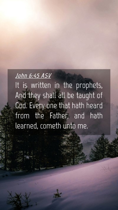 Picture 04 - John 6:45 ASV Mobile Phone Wallpaper - It is written in the prophets, And they shall all - Mobile Bible Verse Wallpaper
