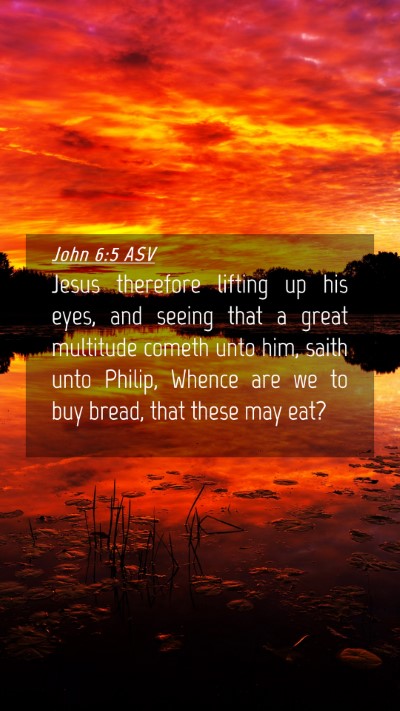 Picture 04 - John 6:5 ASV Mobile Phone Wallpaper - Jesus therefore lifting up his eyes, and seeing - Mobile Bible Verse Wallpaper