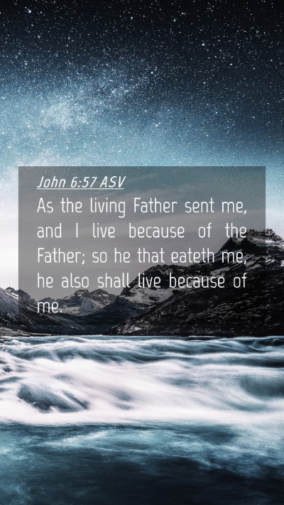 Picture 04 - John 6:57 ASV Mobile Phone Wallpaper - As the living Father sent me, and I live because - Mobile Bible Verse Wallpaper