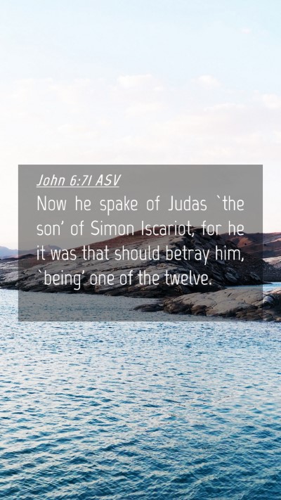Picture 04 - John 6:71 ASV Mobile Phone Wallpaper - Now he spake of Judas `the son' of Simon - Mobile Bible Verse Wallpaper