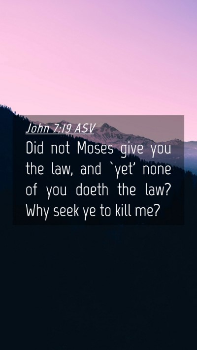 Picture 04 - John 7:19 ASV Mobile Phone Wallpaper - Did not Moses give you the law, and `yet' none of - Mobile Bible Verse Wallpaper