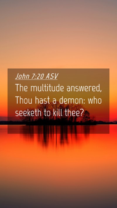 Picture 04 - John 7:20 ASV Mobile Phone Wallpaper - The multitude answered, Thou hast a demon: who - Mobile Bible Verse Wallpaper