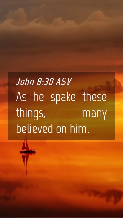 Picture 04 - John 8:30 ASV Mobile Phone Wallpaper - As he spake these things, many believed on - Mobile Bible Verse Wallpaper