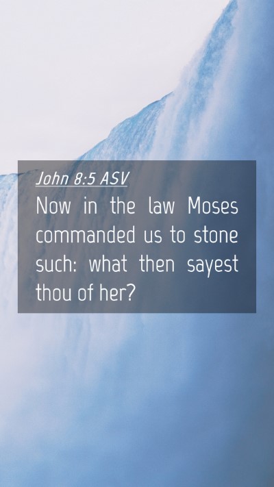 Picture 04 - John 8:5 ASV Mobile Phone Wallpaper - Now in the law Moses commanded us to stone such: - Mobile Bible Verse Wallpaper