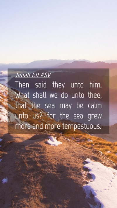 Picture 04 - Jonah 1:11 ASV Mobile Phone Wallpaper - Then said they unto him, What shall we do unto - Mobile Bible Verse Wallpaper