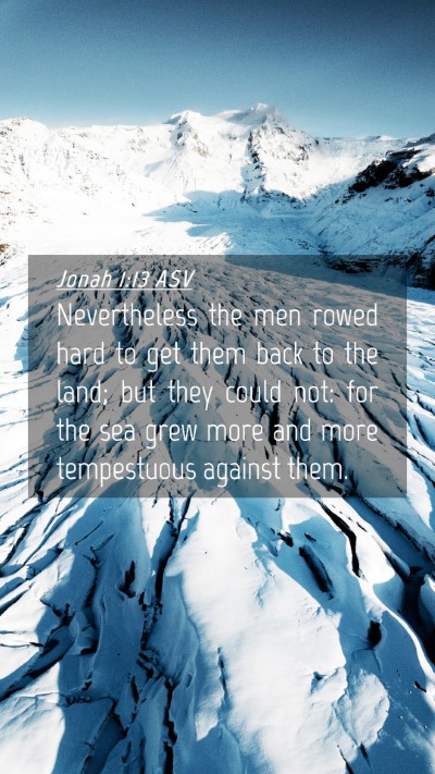 Picture 04 - Jonah 1:13 ASV Mobile Phone Wallpaper - Nevertheless the men rowed hard to get them back - Mobile Bible Verse Wallpaper