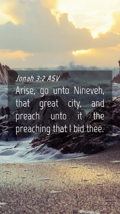 Picture 04 - Jonah 3:2 ASV Mobile Phone Wallpaper - Arise, go unto Nineveh, that great city, and - Mobile Bible Verse Wallpaper