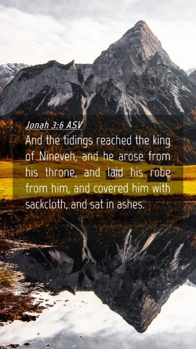 Picture 04 - Jonah 3:6 ASV Mobile Phone Wallpaper - And the tidings reached the king of Nineveh, and - Mobile Bible Verse Wallpaper