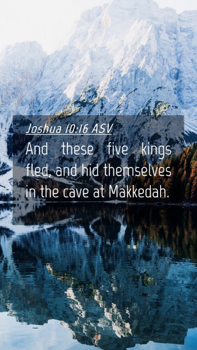 Picture 04 - Joshua 10:16 ASV Mobile Phone Wallpaper - And these five kings fled, and hid themselves in - Mobile Bible Verse Wallpaper