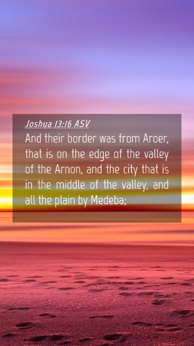 Picture 04 - Joshua 13:16 ASV Mobile Phone Wallpaper - And their border was from Aroer, that is on the - Mobile Bible Verse Wallpaper