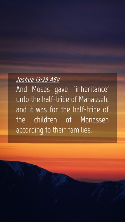 Picture 04 - Joshua 13:29 ASV Mobile Phone Wallpaper - And Moses gave `inheritance' unto the half-tribe - Mobile Bible Verse Wallpaper
