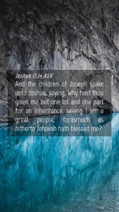 Picture 04 - Joshua 17:14 ASV Mobile Phone Wallpaper - And the children of Joseph spake unto Joshua, - Mobile Bible Verse Wallpaper