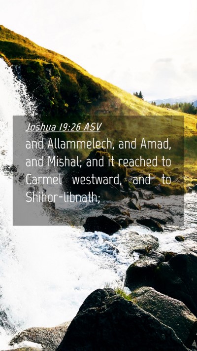 Picture 04 - Joshua 19:26 ASV Mobile Phone Wallpaper - and Allammelech, and Amad, and Mishal; and it - Mobile Bible Verse Wallpaper