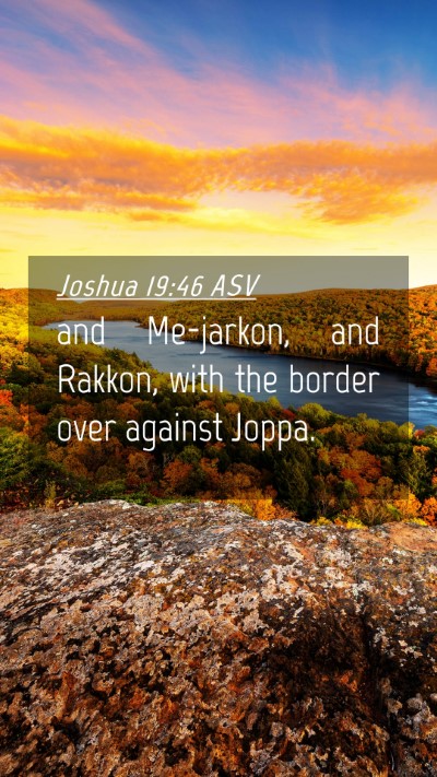 Picture 04 - Joshua 19:46 ASV Mobile Phone Wallpaper - and Me-jarkon, and Rakkon, with the border over - Mobile Bible Verse Wallpaper