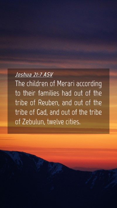 Picture 04 - Joshua 21:7 ASV Mobile Phone Wallpaper - The children of Merari according to their - Mobile Bible Verse Wallpaper