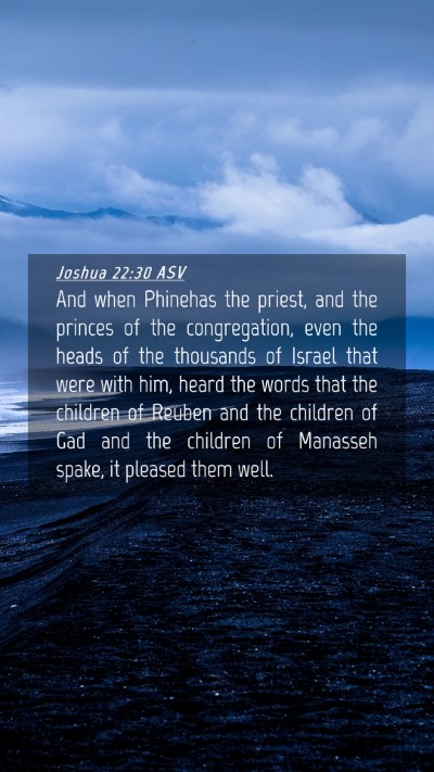 Picture 04 - Joshua 22:30 ASV Mobile Phone Wallpaper - And when Phinehas the priest, and the princes of - Mobile Bible Verse Wallpaper