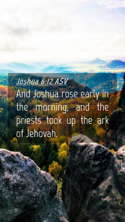 Picture 04 - Joshua 6:12 ASV Mobile Phone Wallpaper - And Joshua rose early in the morning, and the - Mobile Bible Verse Wallpaper