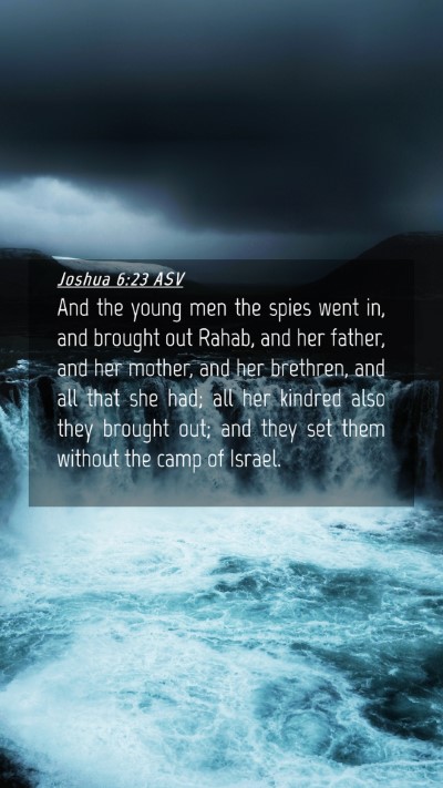 Picture 04 - Joshua 6:23 ASV Mobile Phone Wallpaper - And the young men the spies went in, and brought - Mobile Bible Verse Wallpaper
