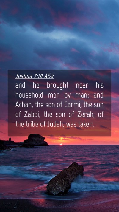 Picture 04 - Joshua 7:18 ASV Mobile Phone Wallpaper - and he brought near his household man by man; and - Mobile Bible Verse Wallpaper