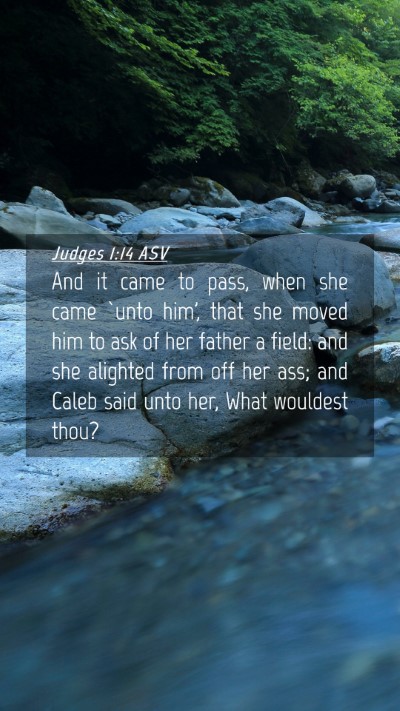 Picture 04 - Judges 1:14 ASV Mobile Phone Wallpaper - And it came to pass, when she came `unto him', - Mobile Bible Verse Wallpaper
