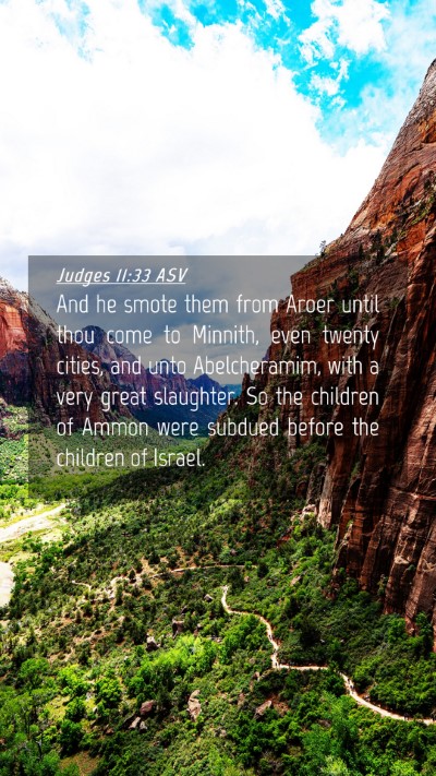 Picture 04 - Judges 11:33 ASV Mobile Phone Wallpaper - And he smote them from Aroer until thou come to - Mobile Bible Verse Wallpaper