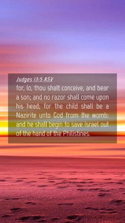 Picture 04 - Judges 13:5 ASV Mobile Phone Wallpaper - for, lo, thou shalt conceive, and bear a son; and - Mobile Bible Verse Wallpaper