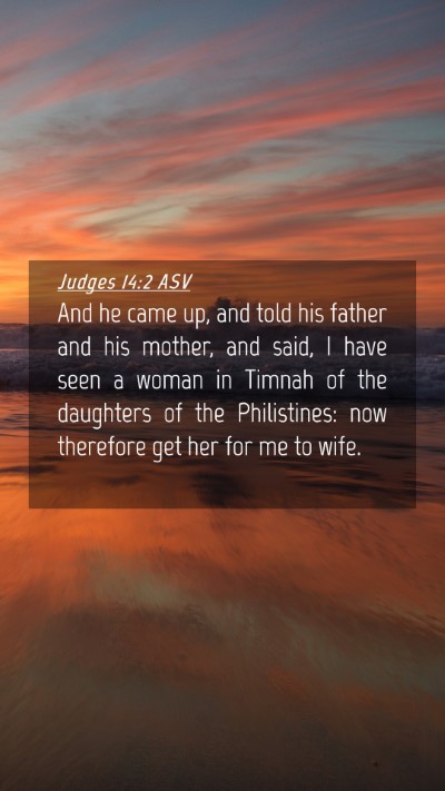 Picture 04 - Judges 14:2 ASV Mobile Phone Wallpaper - And he came up, and told his father and his - Mobile Bible Verse Wallpaper
