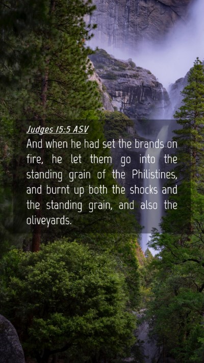Picture 04 - Judges 15:5 ASV Mobile Phone Wallpaper - And when he had set the brands on fire, he let - Mobile Bible Verse Wallpaper