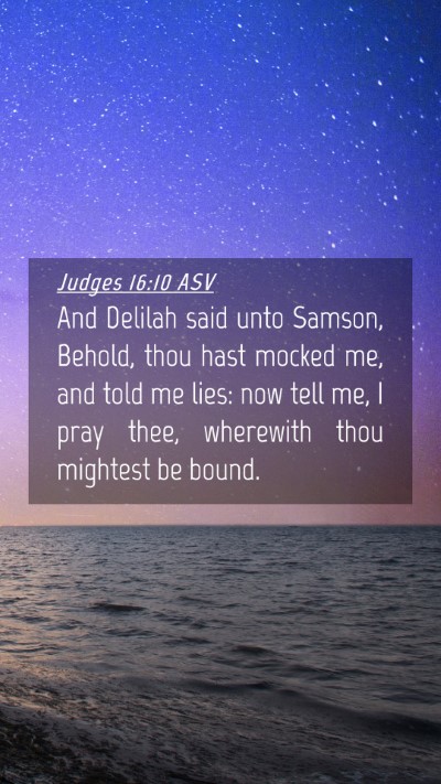 Picture 04 - Judges 16:10 ASV Mobile Phone Wallpaper - And Delilah said unto Samson, Behold, thou hast - Mobile Bible Verse Wallpaper