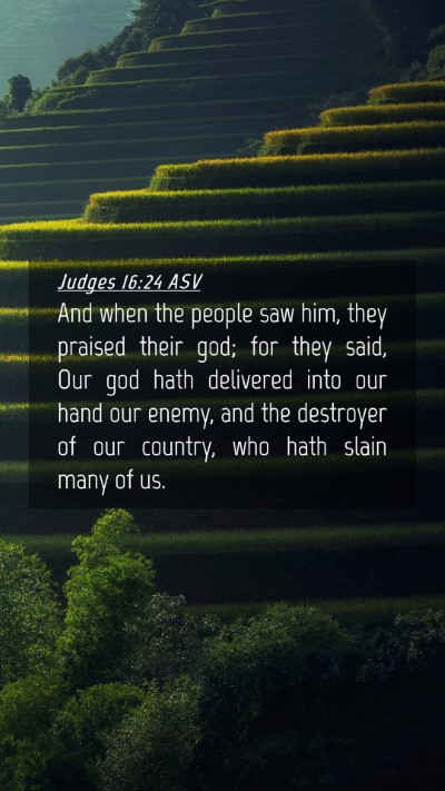 Picture 04 - Judges 16:24 ASV Mobile Phone Wallpaper - And when the people saw him, they praised their - Mobile Bible Verse Wallpaper