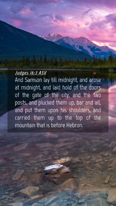 Picture 04 - Judges 16:3 ASV Mobile Phone Wallpaper - And Samson lay till midnight, and arose at - Mobile Bible Verse Wallpaper