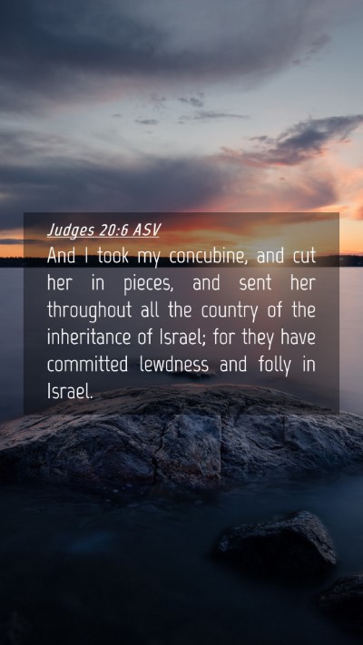 Picture 04 - Judges 20:6 ASV Mobile Phone Wallpaper - And I took my concubine, and cut her in pieces, - Mobile Bible Verse Wallpaper