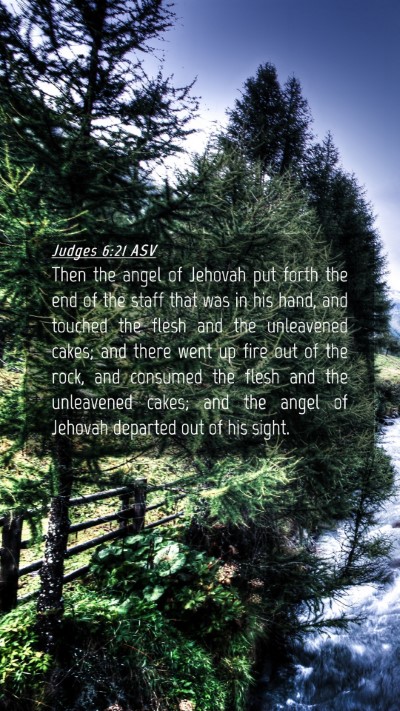 Picture 04 - Judges 6:21 ASV Mobile Phone Wallpaper - Then the angel of Jehovah put forth the end of - Mobile Bible Verse Wallpaper