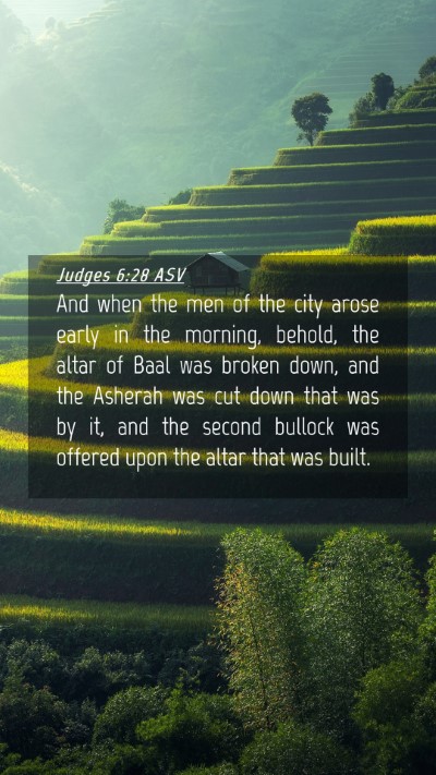 Picture 04 - Judges 6:28 ASV Mobile Phone Wallpaper - And when the men of the city arose early in the - Mobile Bible Verse Wallpaper