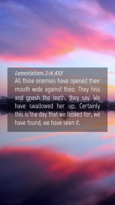 Picture 04 - Lamentations 2:16 ASV Mobile Phone Wallpaper - All thine enemies have opened their mouth wide - Mobile Bible Verse Wallpaper