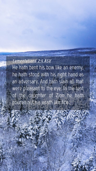 Picture 04 - Lamentations 2:4 ASV Mobile Phone Wallpaper - He hath bent his bow like an enemy, he hath stood - Mobile Bible Verse Wallpaper
