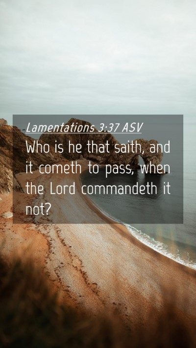 Picture 04 - Lamentations 3:37 ASV Mobile Phone Wallpaper - Who is he that saith, and it cometh to pass, when - Mobile Bible Verse Wallpaper